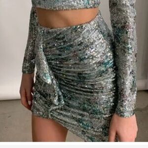 Elegant Green Sequin Skirt